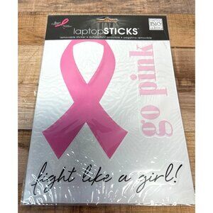 Breast Cancer Awareness Laptop Sticker "Go Pink Fight Like A Girl" Removable Dec